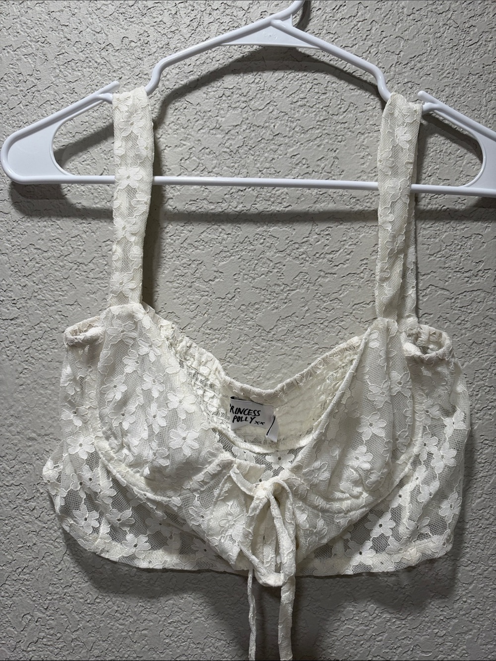 Princess Polly Ivory Floral Lace Tie-Front Bralette